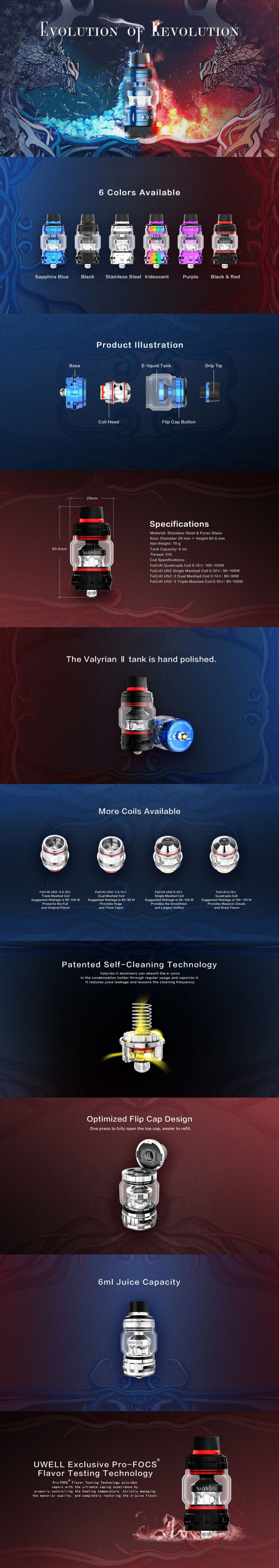 UWELL Valyrian 2 Tank Infographic