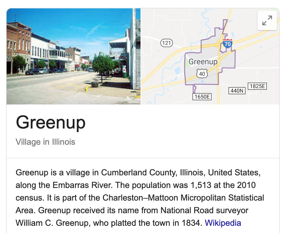 Greenup Illinois Google Maps Snippet