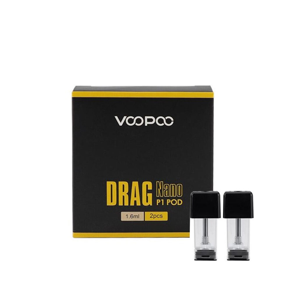 A pack of two P1 replacement pods for the DRAG NANO Pod System