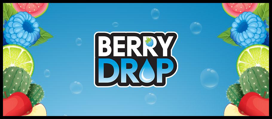 A promotional banner of the Berry Drop E-Liquid Brand