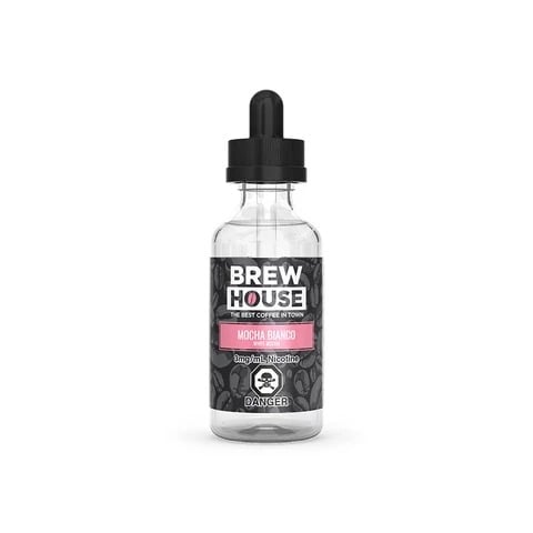 A 60mL bottle of the rich and chocolaty ejuice called Mocha Bianco by Brew House