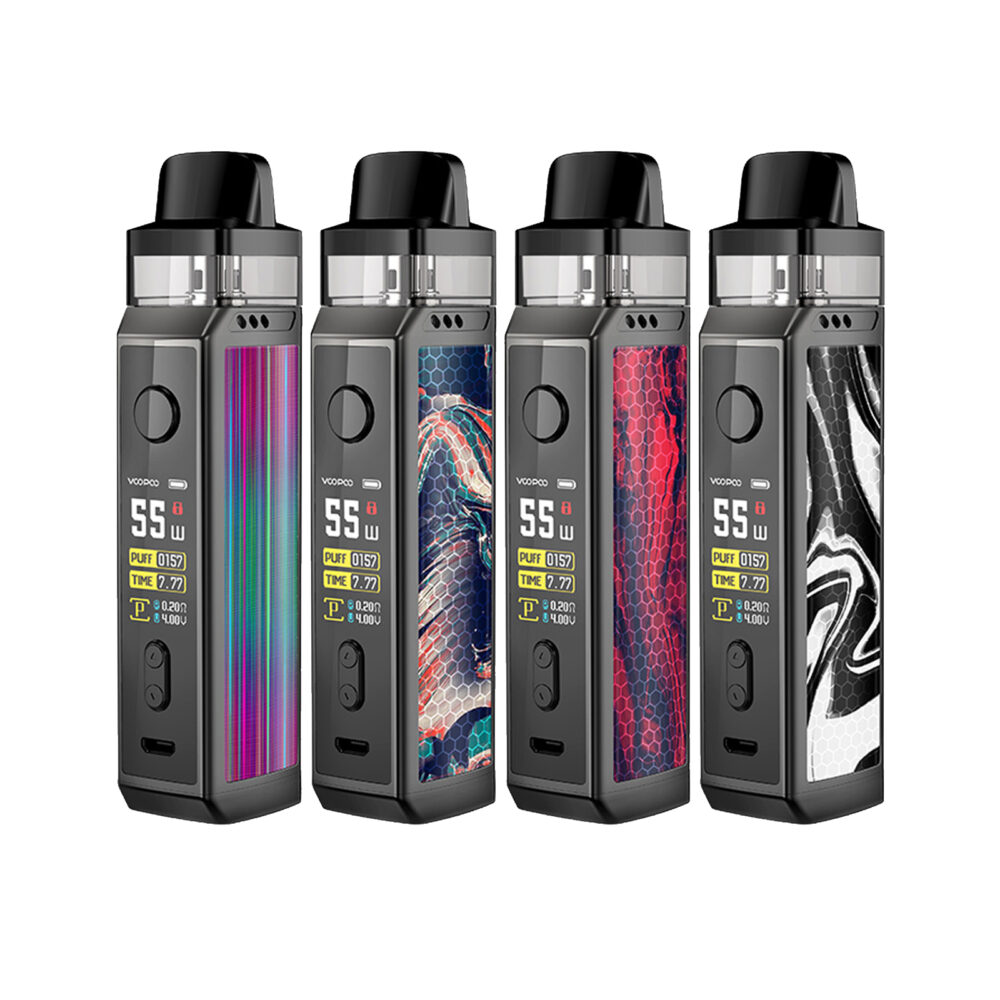 Various styles of the Vinci X Mod Pod vape starter kit by VooPoo