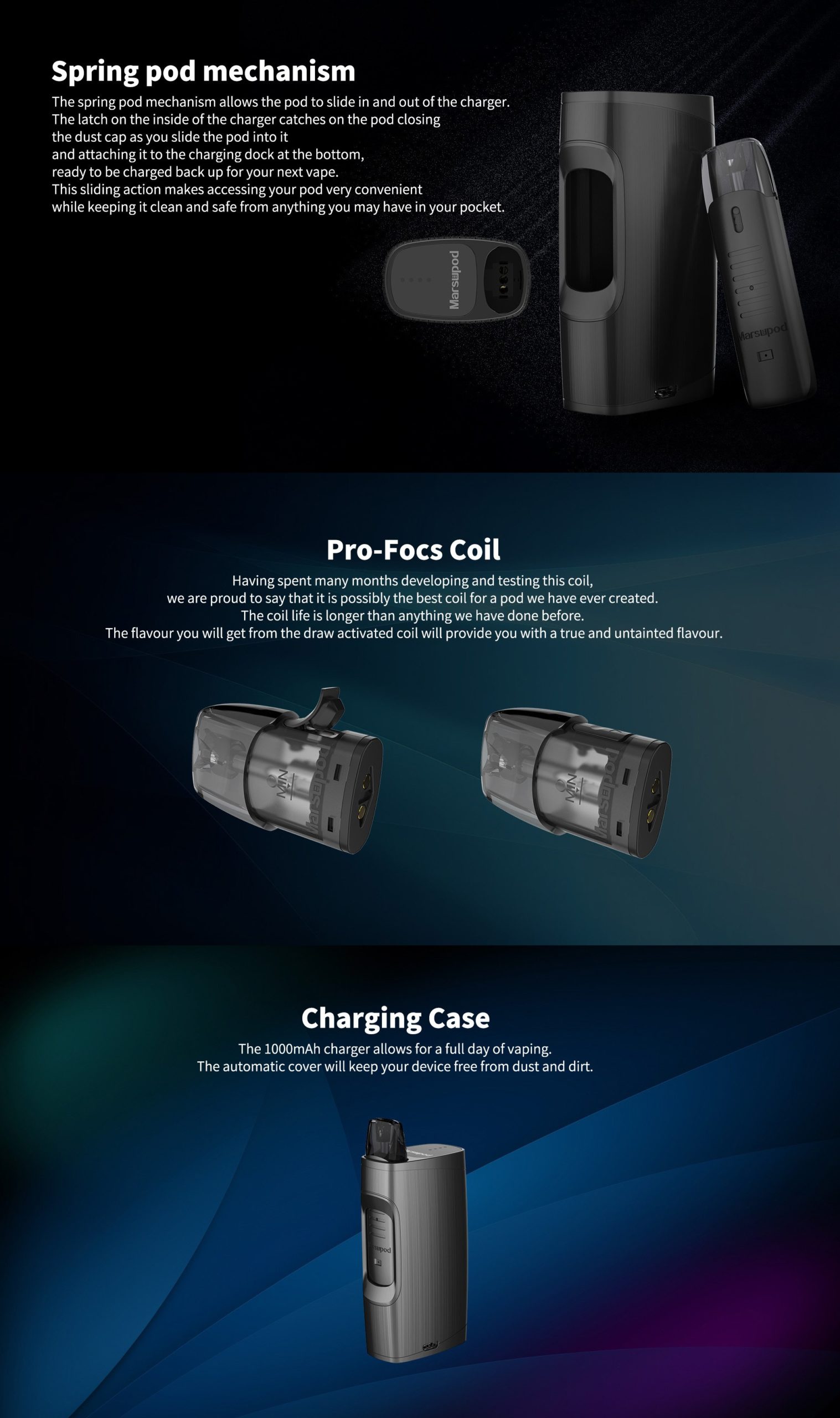 How the spring mechanism works on the UWELL MarsuPod Kit