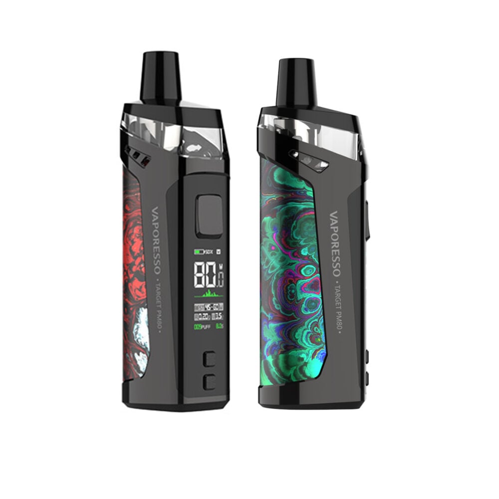 A 80 watt Pod Mod kit, the Vaporesso Target PM80