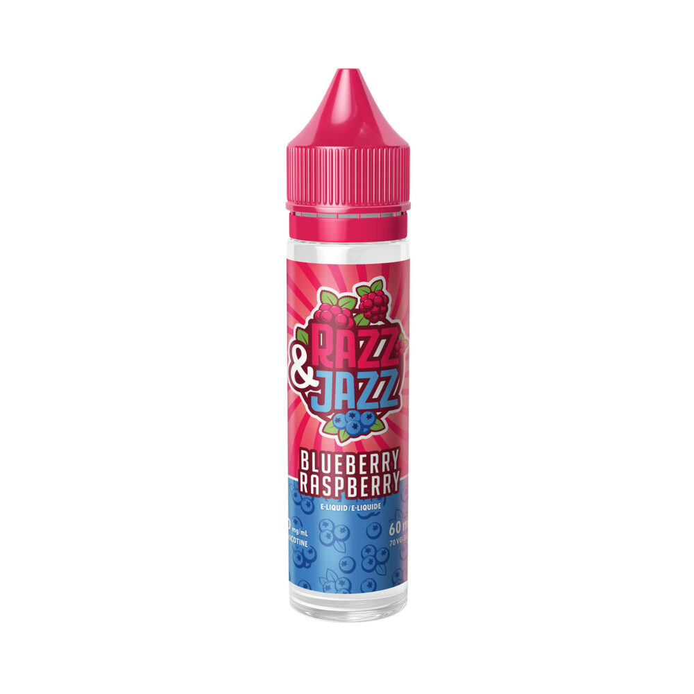 60ml bottle of Blueberry Raspberry Razz & Jazz E-Liquid