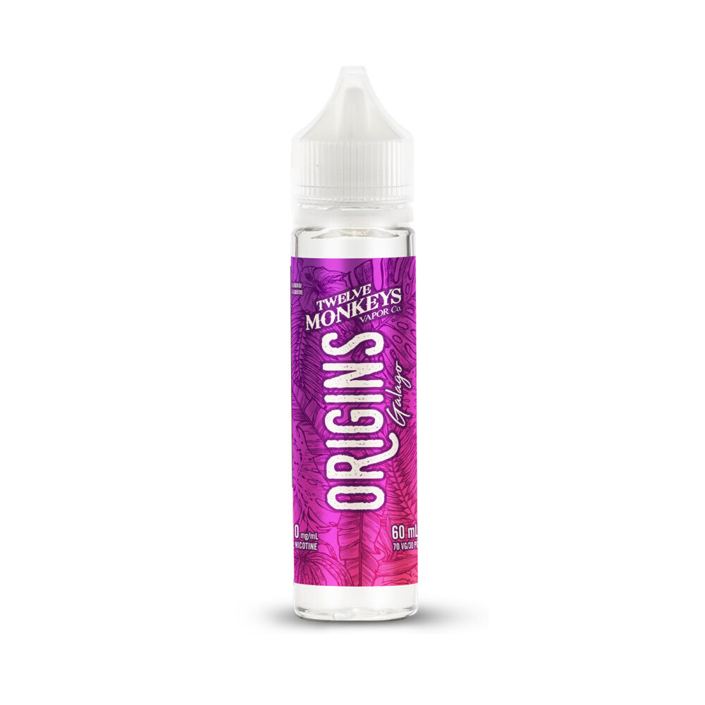 A 60mL bottle of the Galago Twelve Monkeys Origins E-Liquid