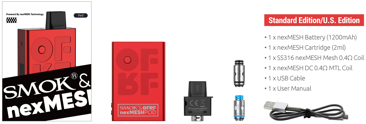 SMOK OFRF nexMESH Pod Kit box contents