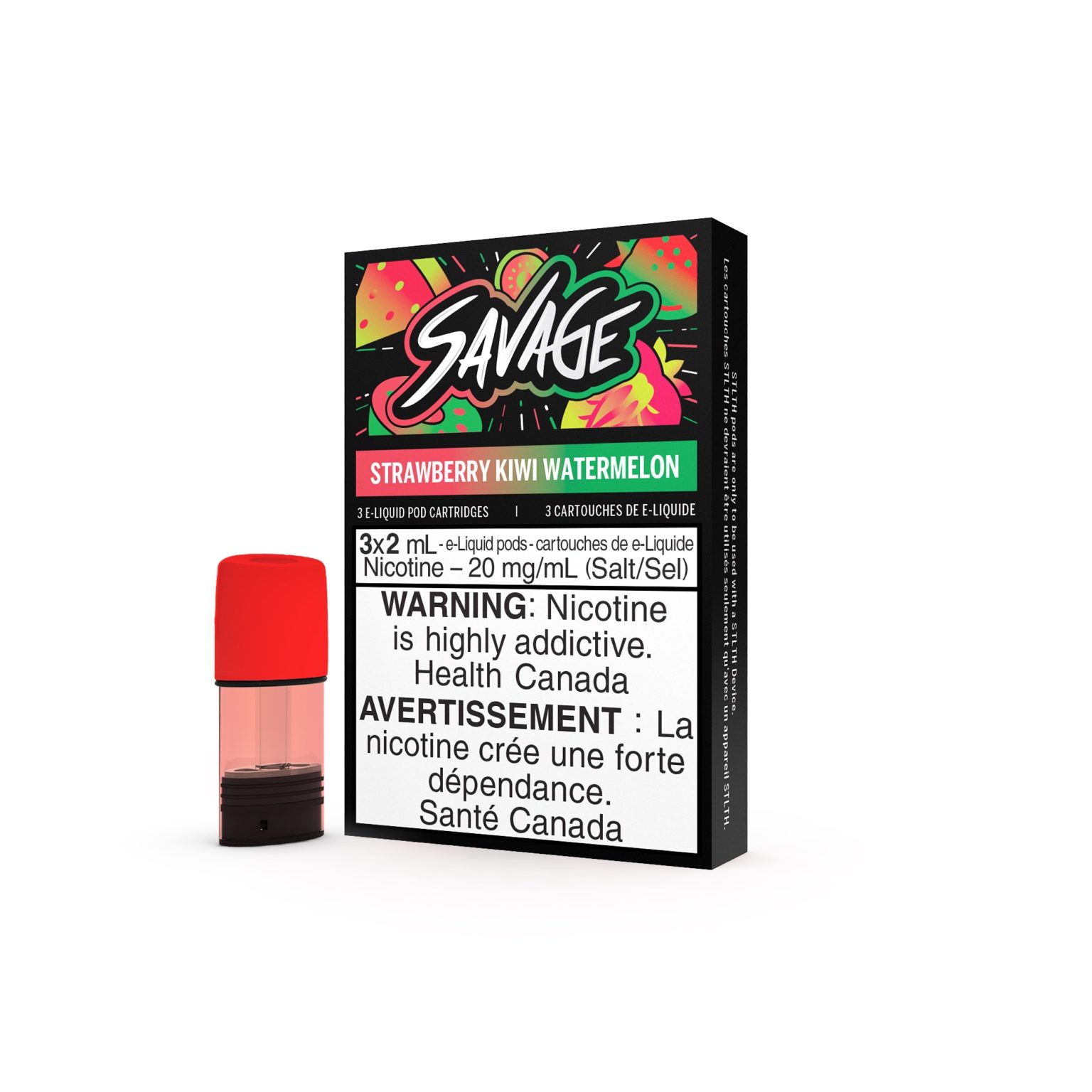 Strawberry Kiwi Watermelon Savage STLTH Pods | VapeLoft