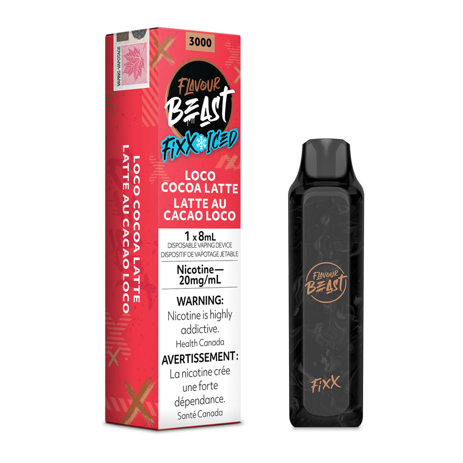Loco Cocoa Latte Iced Flavour Beast Fixx Disposable Vape 8mL VapeLoft