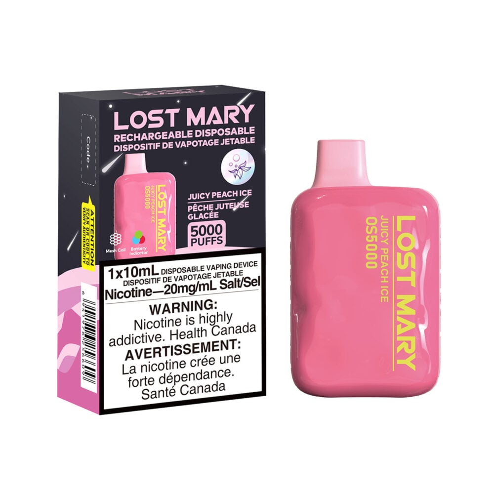 Juicy Peach Ice Lost Mary OS5000 Disposable Vape