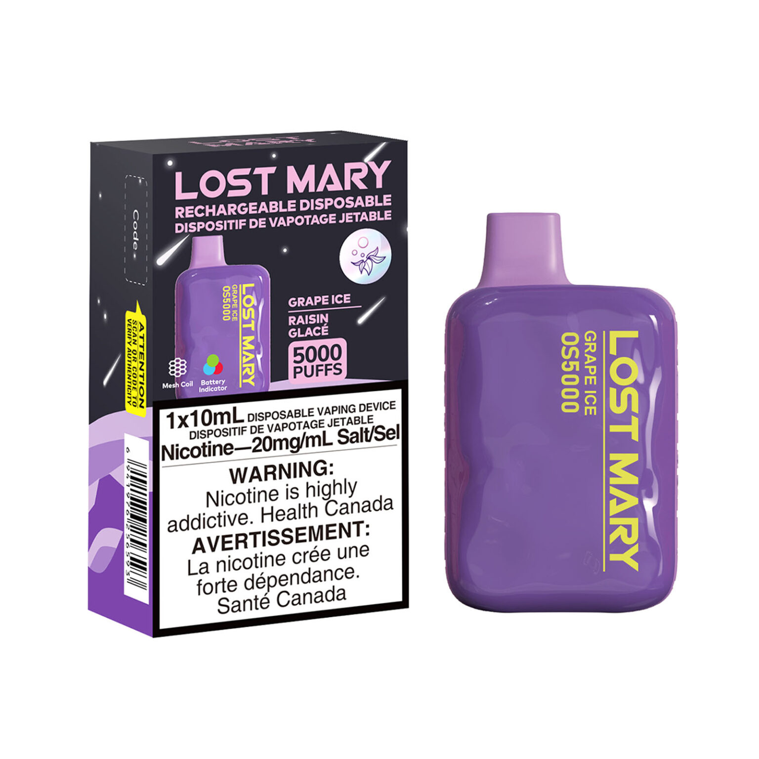 Grape Ice Lost Mary OS5000 Disposable Vape VapeLoft