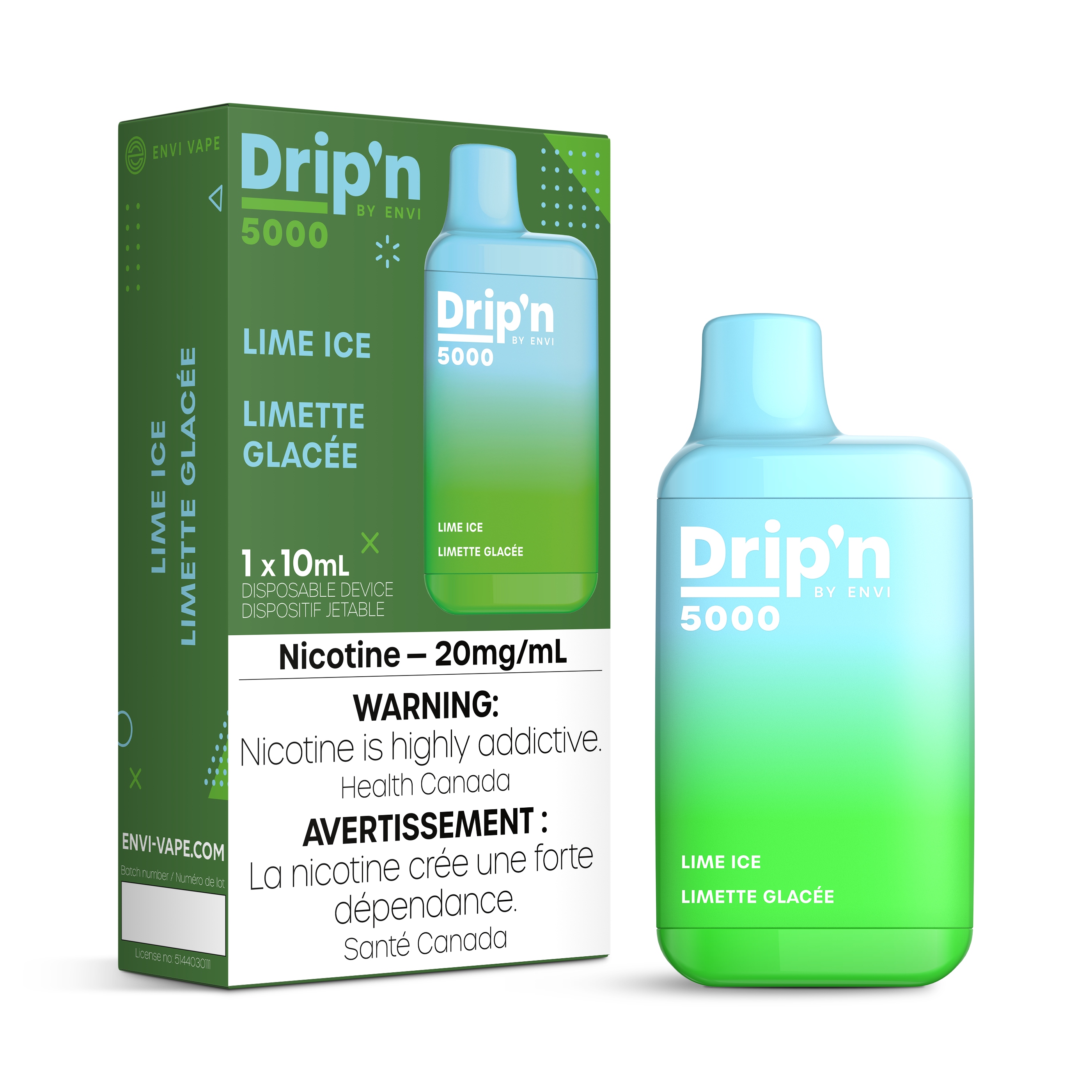 Lime Ice Drip'n Envi Disposable Vape | 10mL - VapeLoft