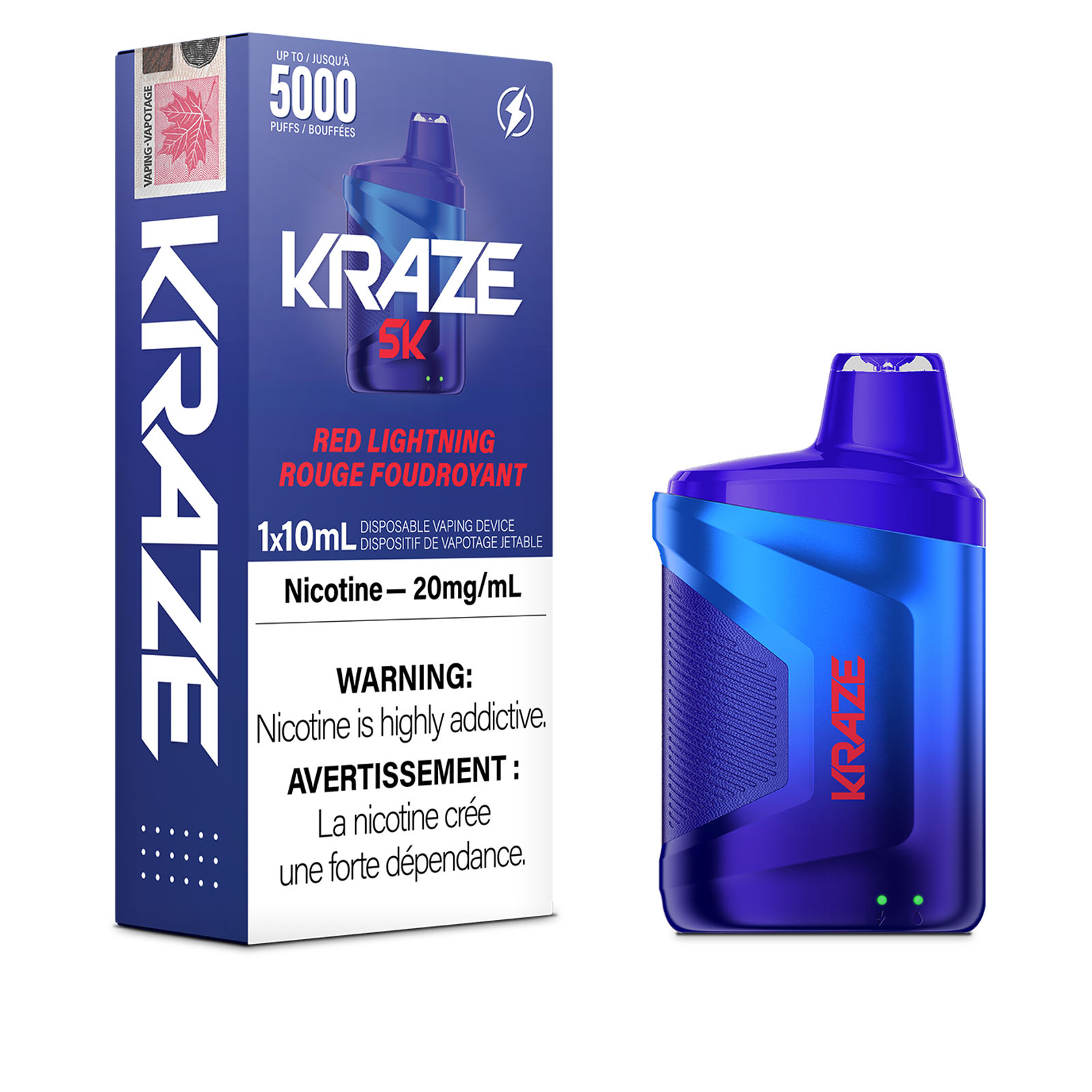Red Lightning Kraze 5K Disposable Vape 10mL VapeLoft Red Lightning Kraze 5K Disposable Vape 10mL VapeLoft