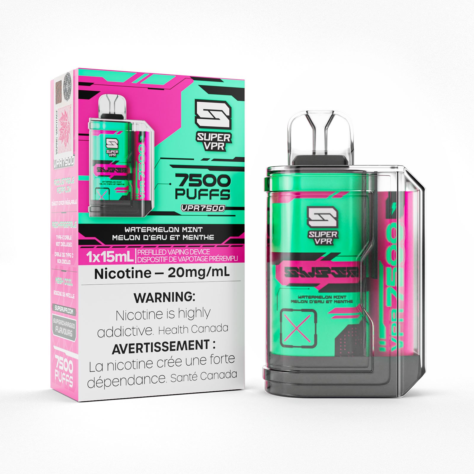 Watermelon Mint Super VPR 7500 Disposable Vape VapeLoft