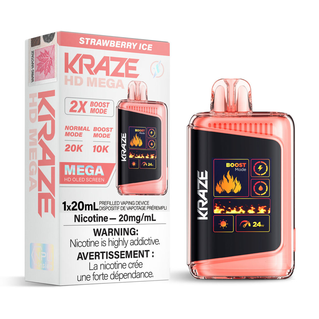 Mega Straberry Strawberry Ice Kraze HD Mega Disposable Vape | 20mL - VapeLoft