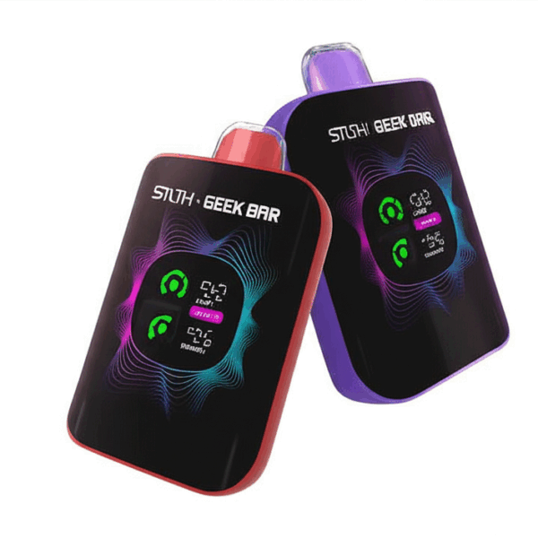 A photo of two STLTH X GEEKBAR Disposable Vape devices