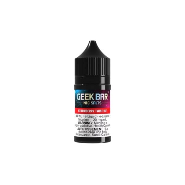 A picture of a 30mL GeekBar Strawberry Twist Ice nicotine salt e-liquid