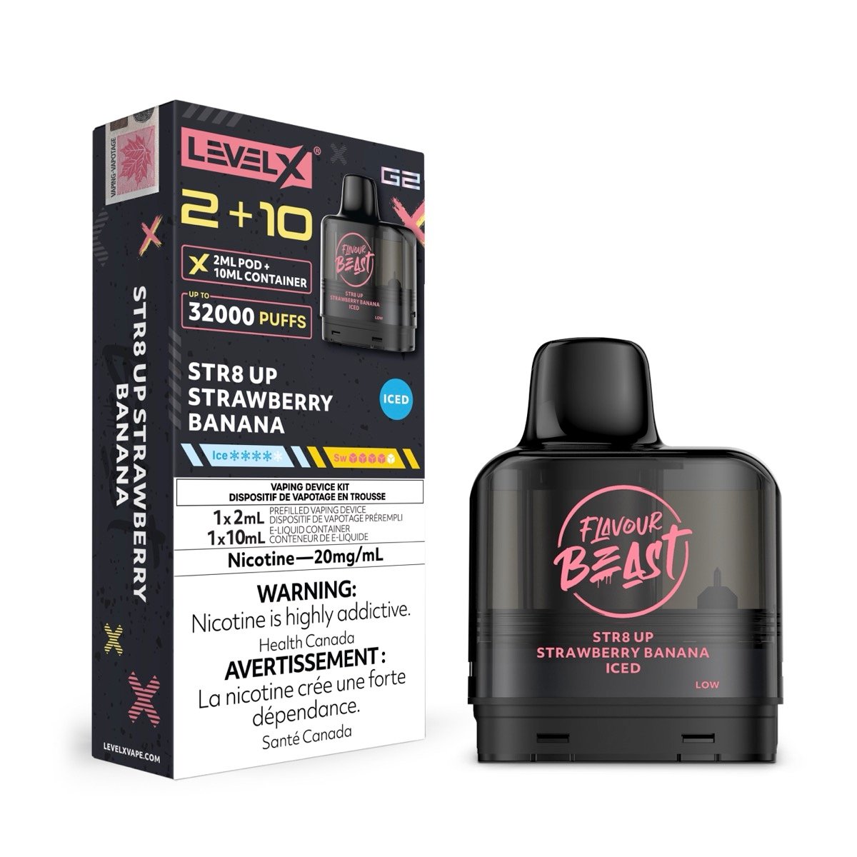 A product photo of the Flavour Beast G2 2 + 10mL refillable pod for the Level X G2 vaping device