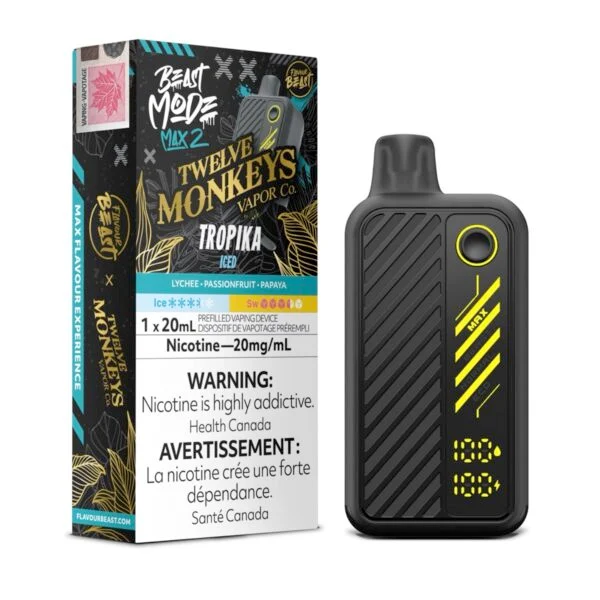 A picture of the Tropika Iced 12 Monkeys x Flavour Beast Mode Max 2 Disposable Vape