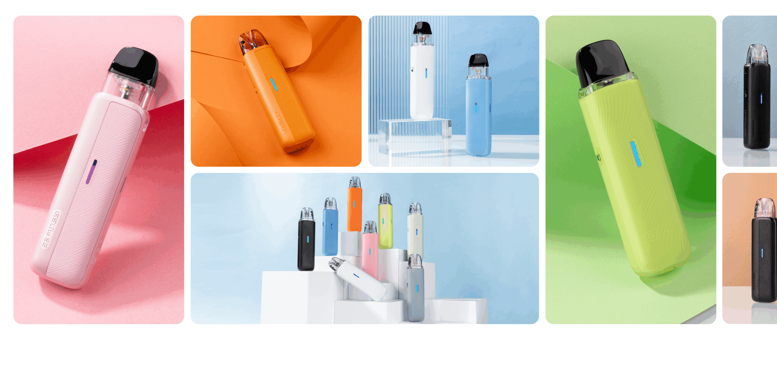 A graphic of all available color styles for the Uwell Caliburn G5 Lite Pod kit