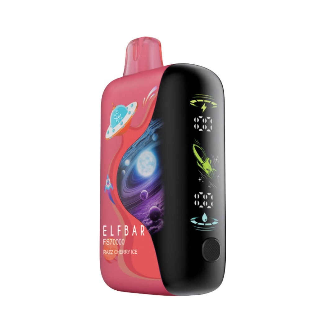 Picture of the Elfbar FS70K 70,000 puff Disposable Vape in cherry ice flavor