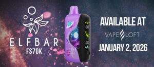 A promotional image of an upcoming Elfbar FS70K Disposable Vape