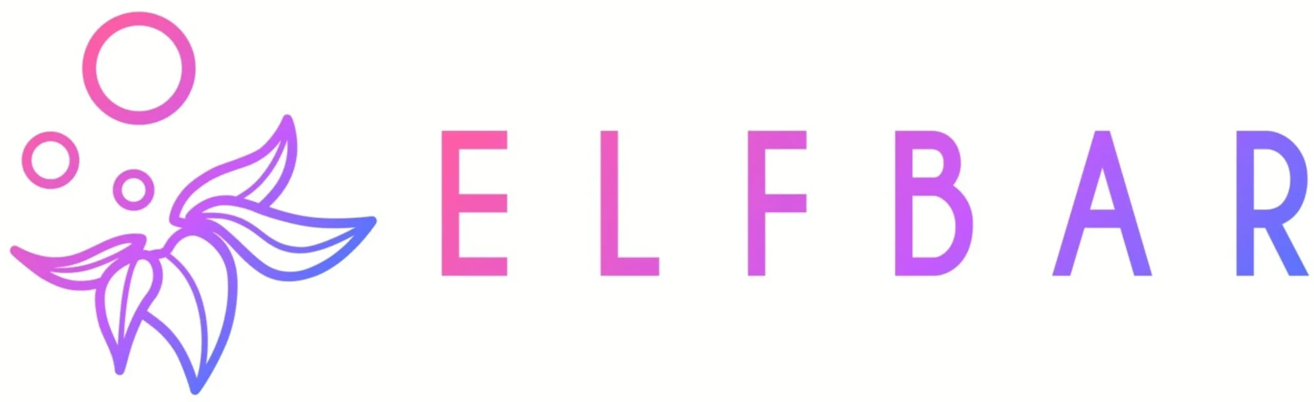 Colorful logo of ELFBAR featuring stylized leaves and bubbles in pink and blue hues.