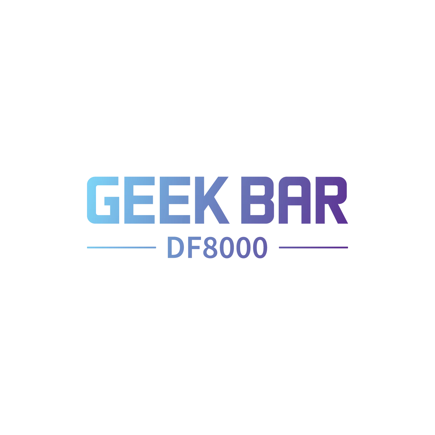 Logo for Geek Bar DF8000 featuring stylized text in blue and purple on a white background.