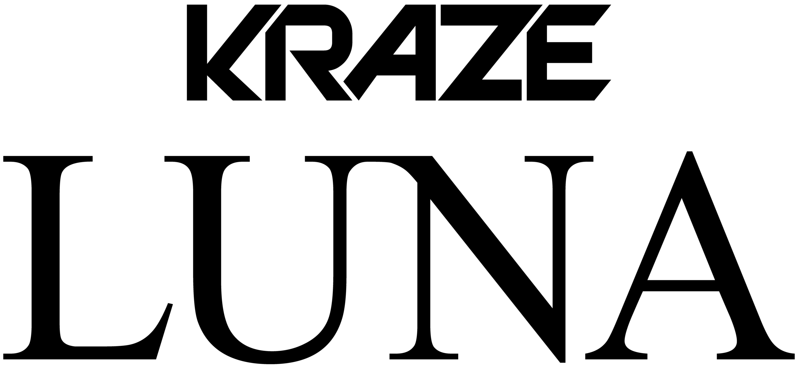 Black logo featuring the word LUNA in a stylized font, representing the Kraze brand.
