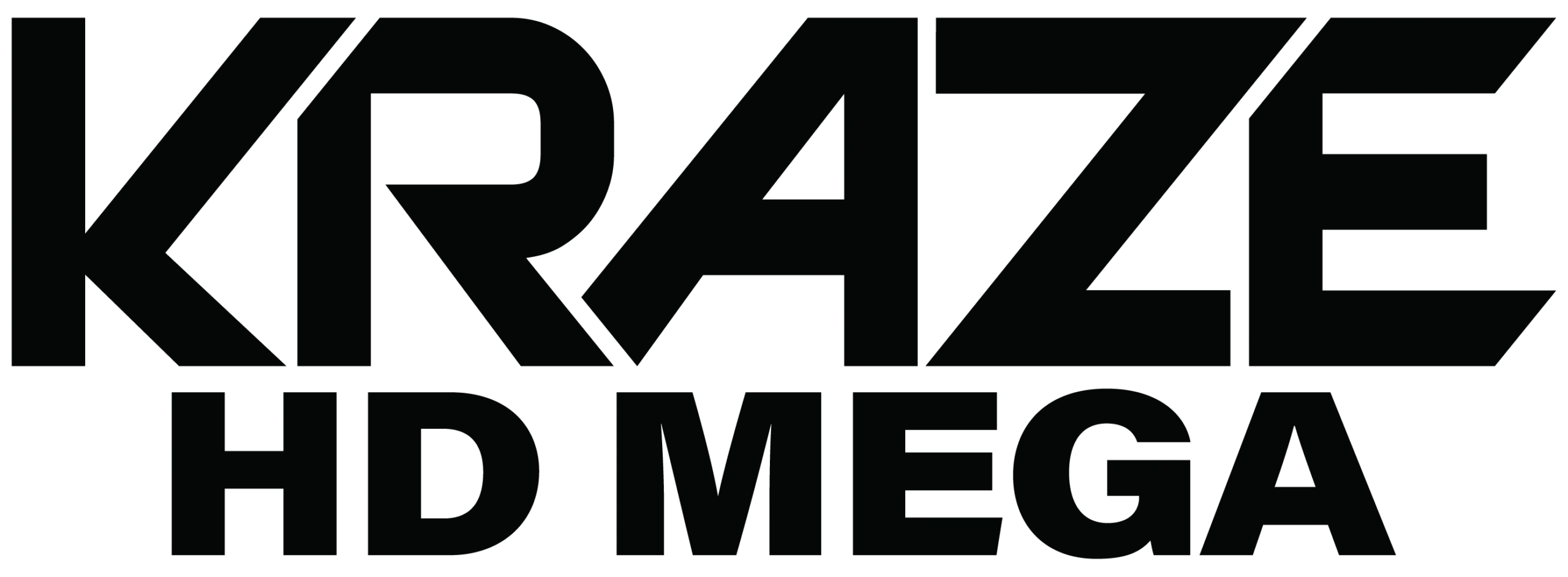 Black logo featuring the text KRAZE HD MEGA in bold, modern typography.
