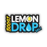 Logo for Lemon Drop Boost Salt featuring a lemon and a water droplet design. Bright colors and bold text.