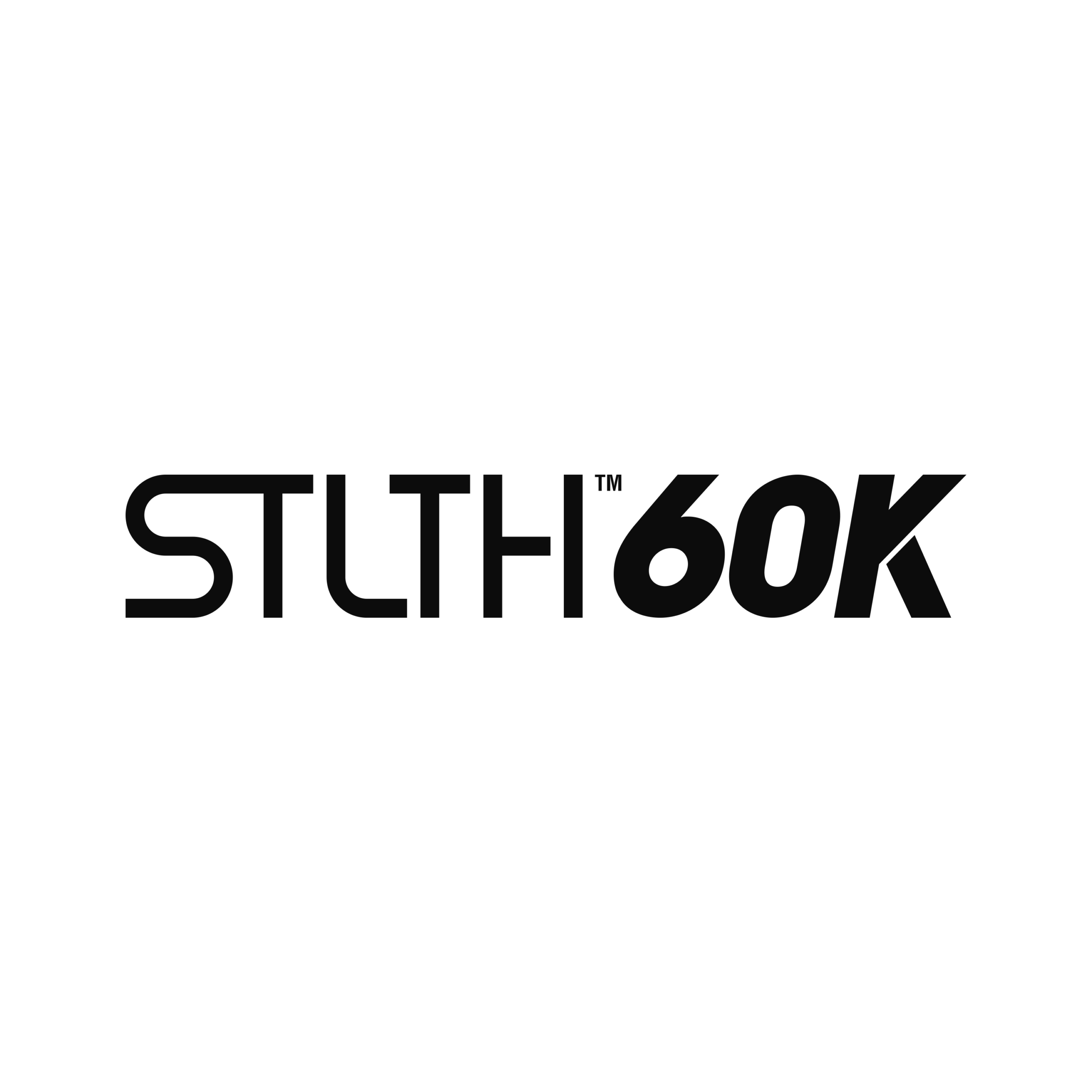 Black logo featuring the text STLTH 60K in a modern font.