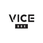 Logo featuring the word VICE in bold letters with BOX below it, all in a minimalist black design.