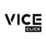 Black logo featuring the word VICE in bold, stylized font with CLICK below it in a smaller size.