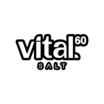 Logo for VITAL 60 SALT featuring bold typography in black and white.
