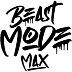 Black graffiti-style logo featuring the words Beast Mode Max with drips.