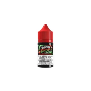 30ml bottle of Flavour Drop Watermelon Gush Ice e-liquid with a red cap and warning labels about nicotine.