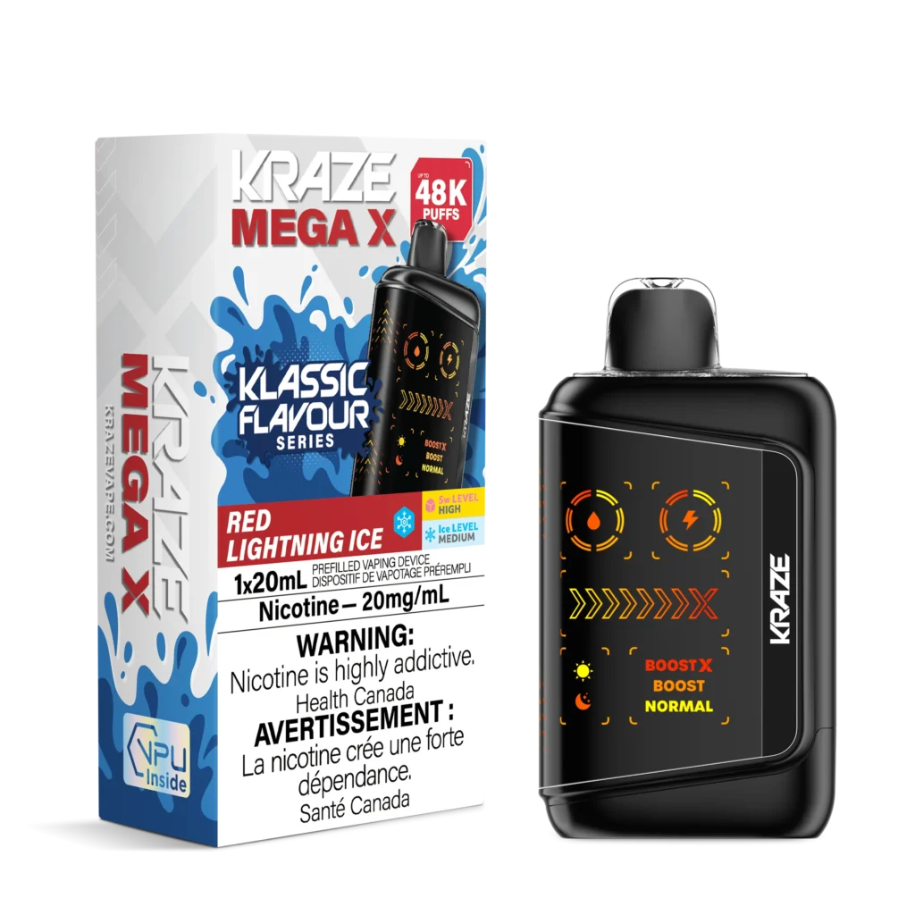 kraze vape blue light Mega X Disposable | 20mL NO SHIP: AZ Blue Lotus Flower: 5 Flavors:Black & Blue Ice
