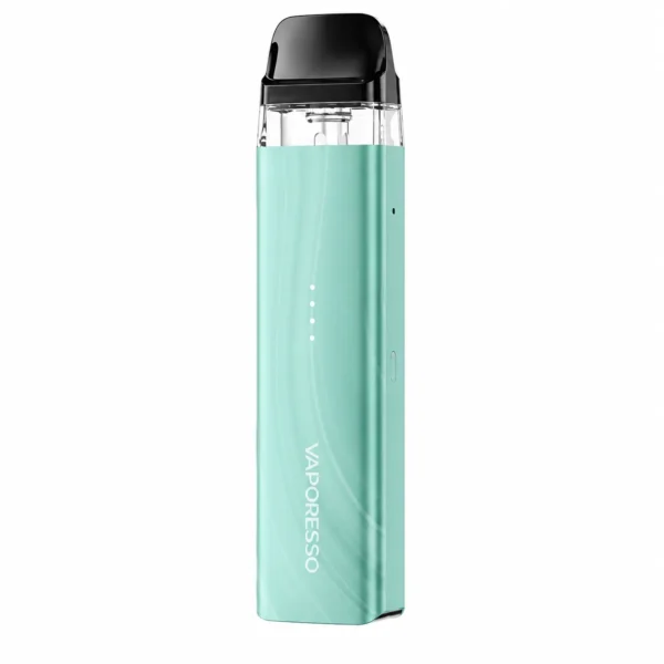 Spring green Vaporesso XROS SE pod kit with a black mouthpiece and LED indicator lights.