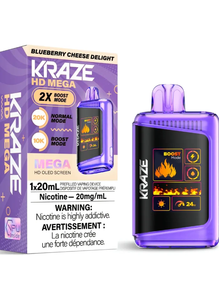 Blueberry Cheese Delight Kraze HD Mega Disposable Vape with 20k puffs