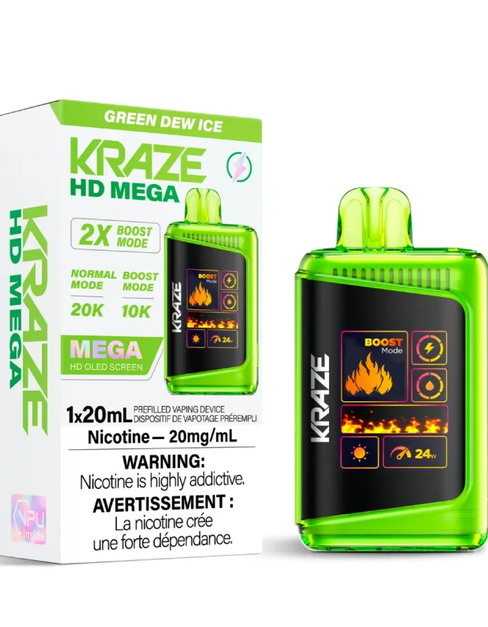 Green Dewice Kraze HD Mega Disposable Vape with 20k puffs